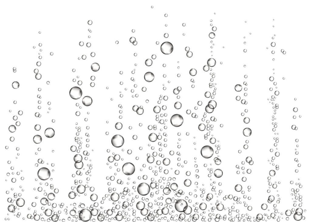 A white background with bubbles of water in it.